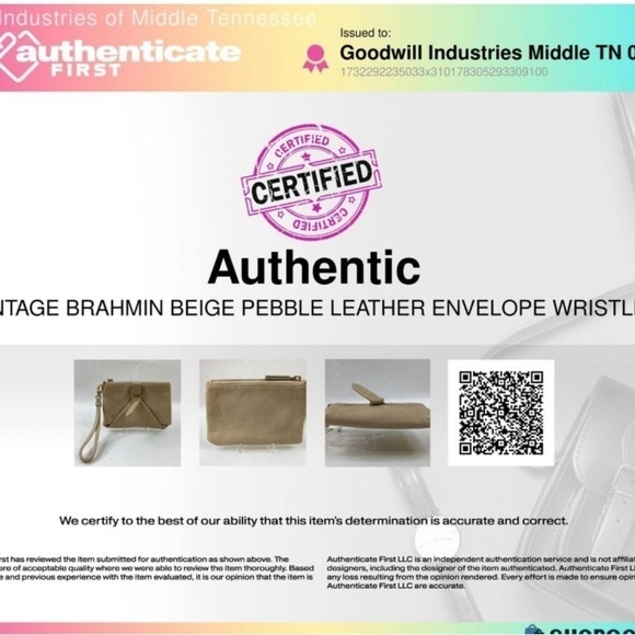 Brahmin EUC Beige Pebble Leather Envelope Clutch / Pouch / Wristlet Vintage - Picture 6 of 6